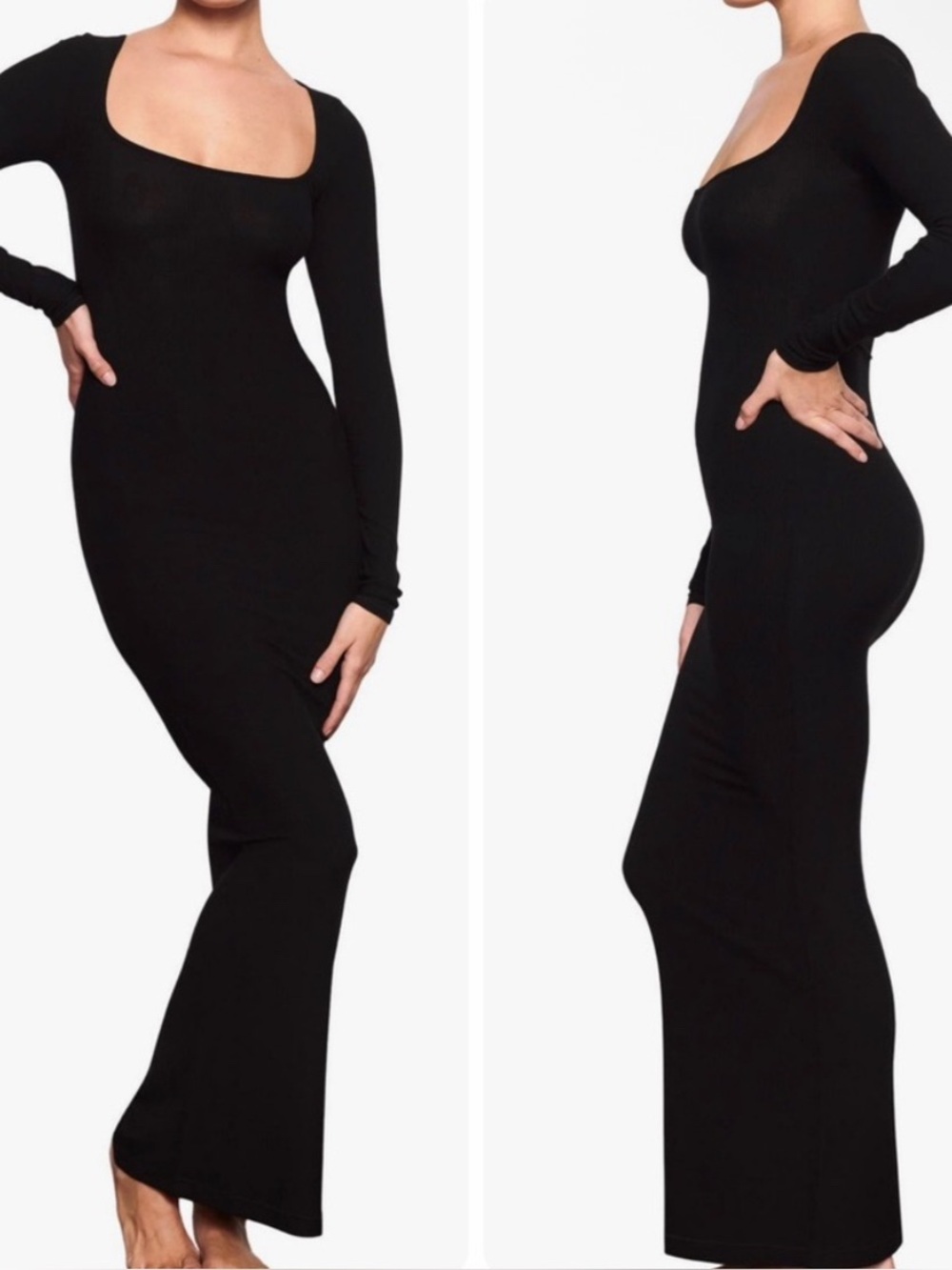 SKIMS soft lounge ribbed knit long sleeve maxi dress